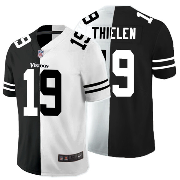 Men's Minnesota Vikings #19 Adam Thielen Black White Split 2020 Stitched Jersey